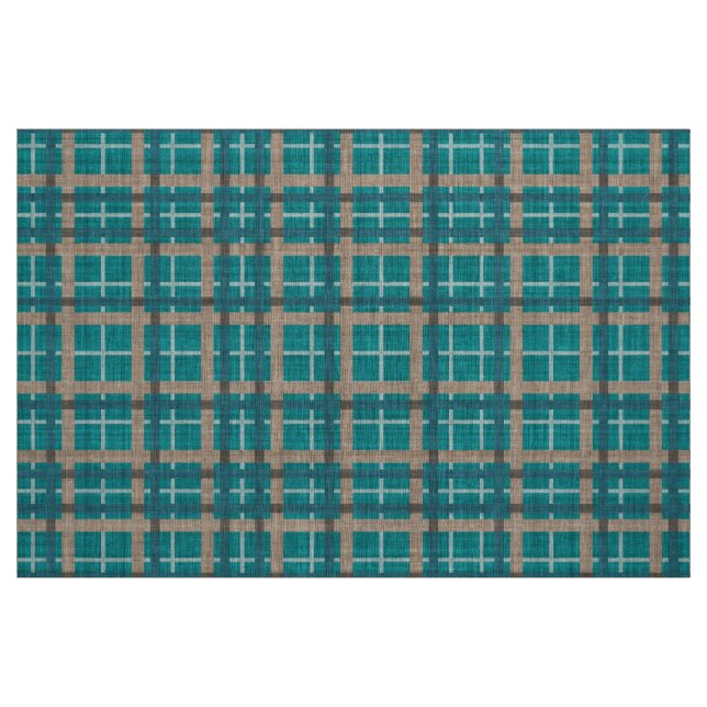 Tela Patrón de cuadrados de tartán marrón verde azul Ve ("Cuarto gordo" (fat quarter))