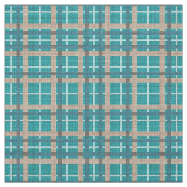 Tela Patrón de cuadrados de tartán marrón verde azul Ve (Retal)