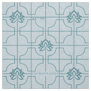Tela Patrón de cuadrícula de Lotus geométrico - El Lotu