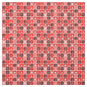 Tela Patrón de cuadrícula navideña roja moderna minimal
