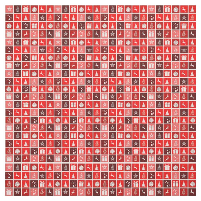 Tela Patrón de cuadrícula navideña roja moderna minimal (Retal)