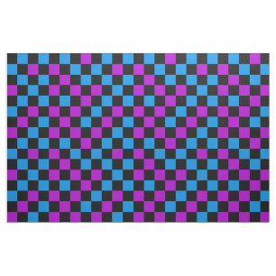 Tela Patrón de cuadros azul, morado y negro