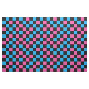 Tela Patrón de cuadros azul rosa y negro