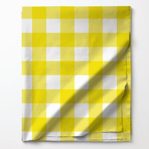 Tela Patrón de cuadros de búfalo amarillo brillante y b