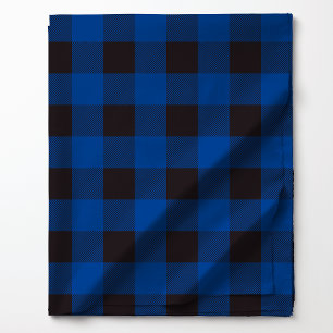 Tela Patrón de Cuadros de Búfalo Azul y Negro en Negrit