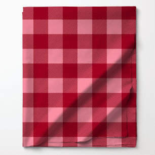Tela Patrón de cuadros de búfalo rojo y rosa