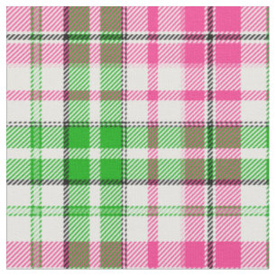 Tela Patrón de cuadros escoceses rosa y verde sobre bla