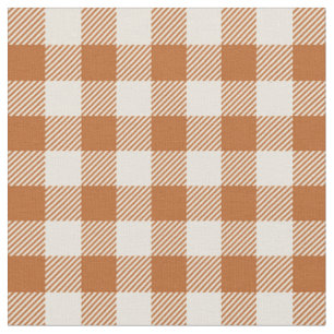 Tela Patrón de cuadros gingham naranja quemada de otoño