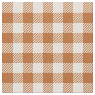 Tela Patrón de cuadros gingham naranja quemada de otoño
