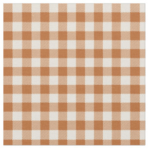 Tela Patrón de cuadros gingham naranja quemada de otoño
