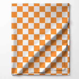 Tela Patrón de cuadros naranja y blanco