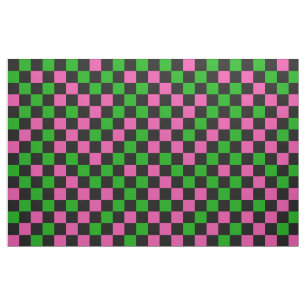 Tela Patrón de cuadros rosa, verde y negro