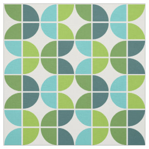 Tela Patrón de cuartos retro verde azul