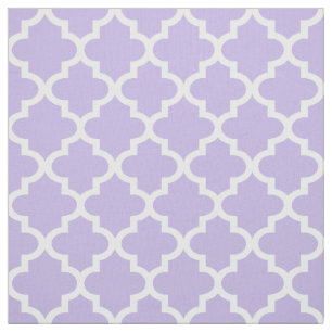 Tela Patrón de Cuatrefoil Blanco y Morado Claro Moderno