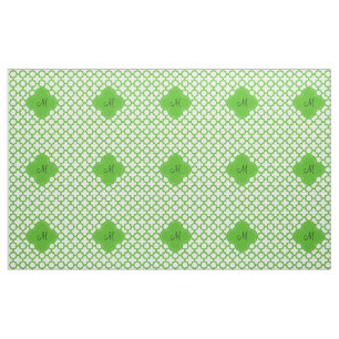 Tela Patrón de cuatrefoil verde Kelly monogramado