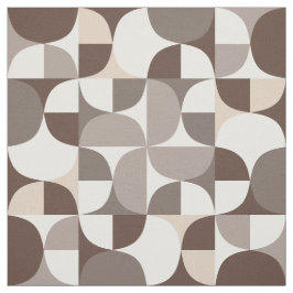 Tela Patrón de curvas geométricas retro - Terra Brown