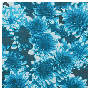 Tela Patrón de dalia gráfica moderna, azul índigo