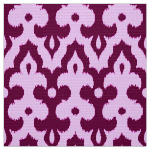 Tela Patrón de Damasco de Ikat marroquí, ciruela y orqu