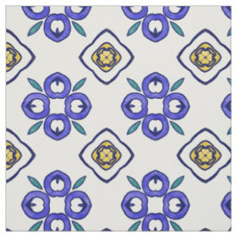 Tela Patrón de Damasco floral amarillo, verde y azul