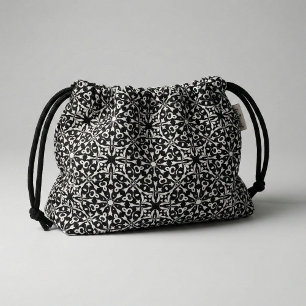 Tela Patrón de Damasco Vintage elegante en blanco y neg