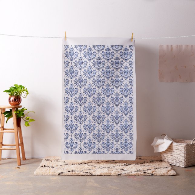 Tela Patrón de Damask brillante - azul + tu idea (In Situ)