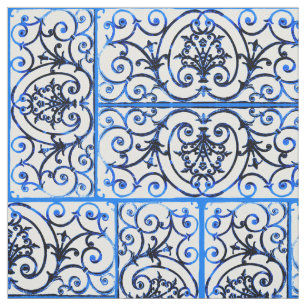 Tela Patrón de desplazamiento azul y blanco