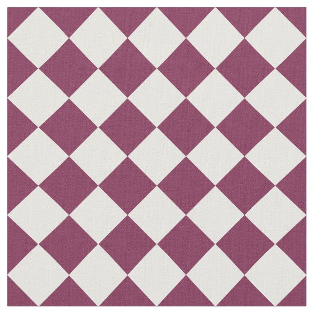 Tela Patrón de diamante de cuadros blancos de Borgoña (De cerca)