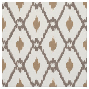 Tela Patrón de diamante de ikat beige marrón neutro d
