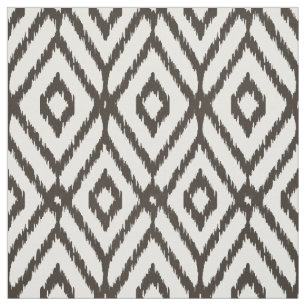 Tela Patrón de diamante de ikat beige marrón neutro d