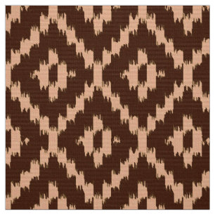 Tela Patrón de diamantes de Ikat - chocolate y melocotó