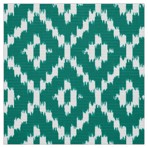 Tela Patrón de diamantes de ikat - turquesa y blanco