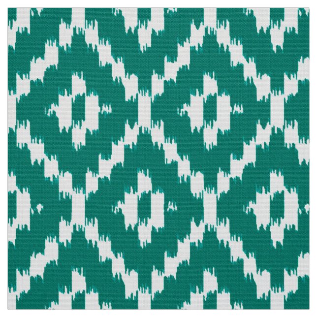 Tela Patrón de diamantes de ikat - turquesa y blanco (Retal)