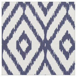 Tela Patrón de diamantes tribales de ikat azul y blanco