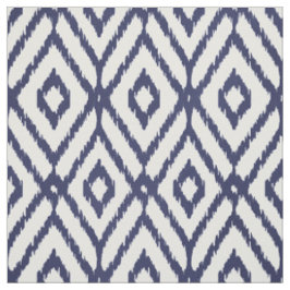 Tela Patrón de diamantes tribales de ikat azul y blanco