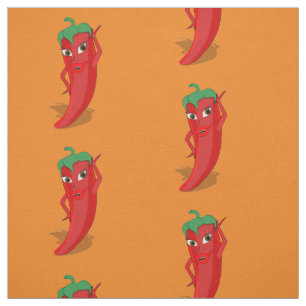 Tela Patrón de dibujo de diva de pepino caliente rojo