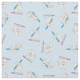 Tela Patrón de dientes de cepillado feliz
