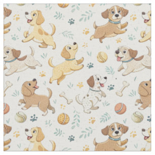 Tela Patrón de diseño infantil de cachorros de dibujos 