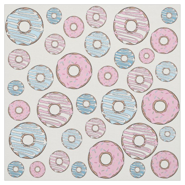 Tela Patrón De Donuts, Donuts Rosados, Donuts Azules (Retal)
