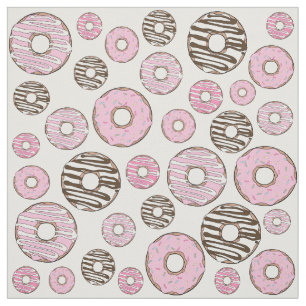 Tela Patrón De Donuts, Donuts Rosados, Donuts Blancos