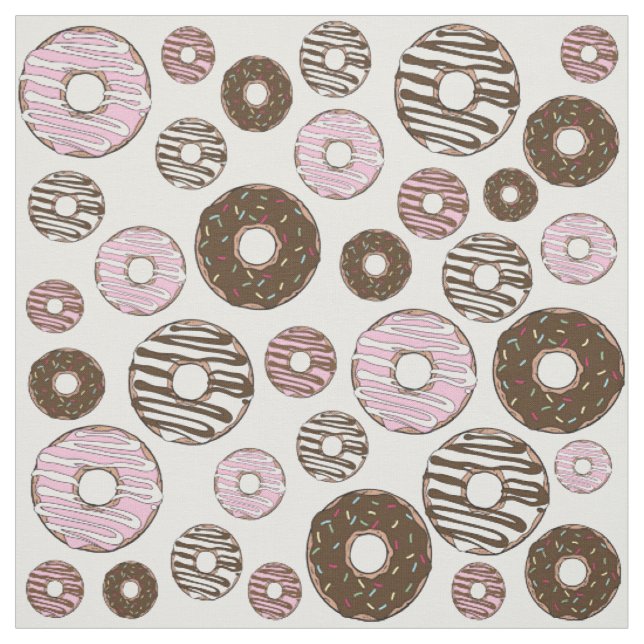 Tela Patrón De Donuts, Donuts Rosados, Donuts Marrones (Retal)