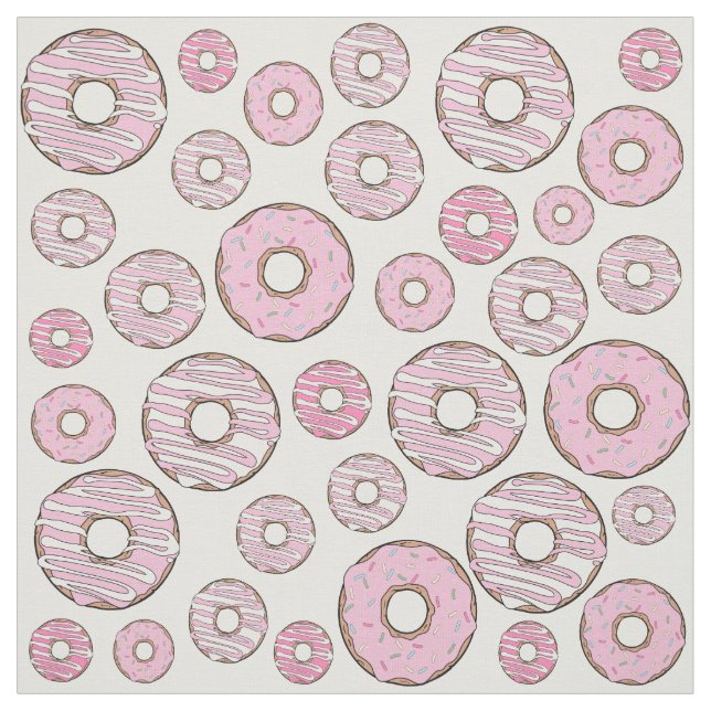 Tela Patrón De Donuts, Donuts Rosados, Espolvorines (Retal)