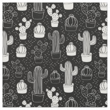 Patrón de doodle de cactus en blanco y negro