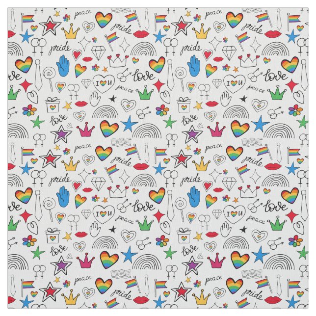 Tela Patrón de Doodle del Orgullo Gay (Retal)