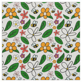 Tela Patrón de doodles florales primaverales