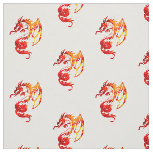 Tela Patrón de Dragones de Fuego Rojo