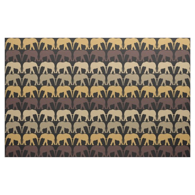 Tela Patrón de elefantes en negro ("Cuarto gordo" (fat quarter))