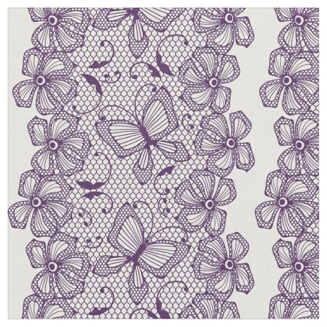 Tela Patrón de encaje con mariposas (De cerca)