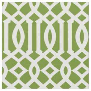 Tela Patrón de enrejado verde oliva y blanco de moda