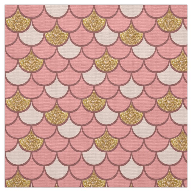Tela patrón de escala de peces de oro Rosa con efecto p (Retal)