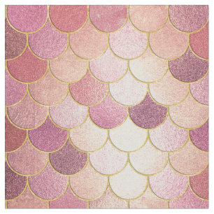 Tela Patrón de escala de sirena de Rosa Gold Shimmer